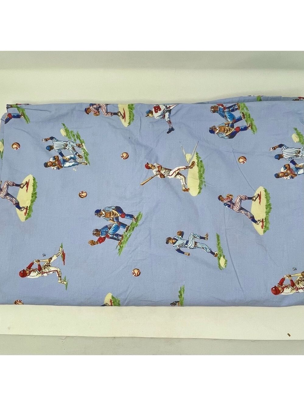 Pottery Barn Kids Blue Baseball Bedding Twin Flat Sheet